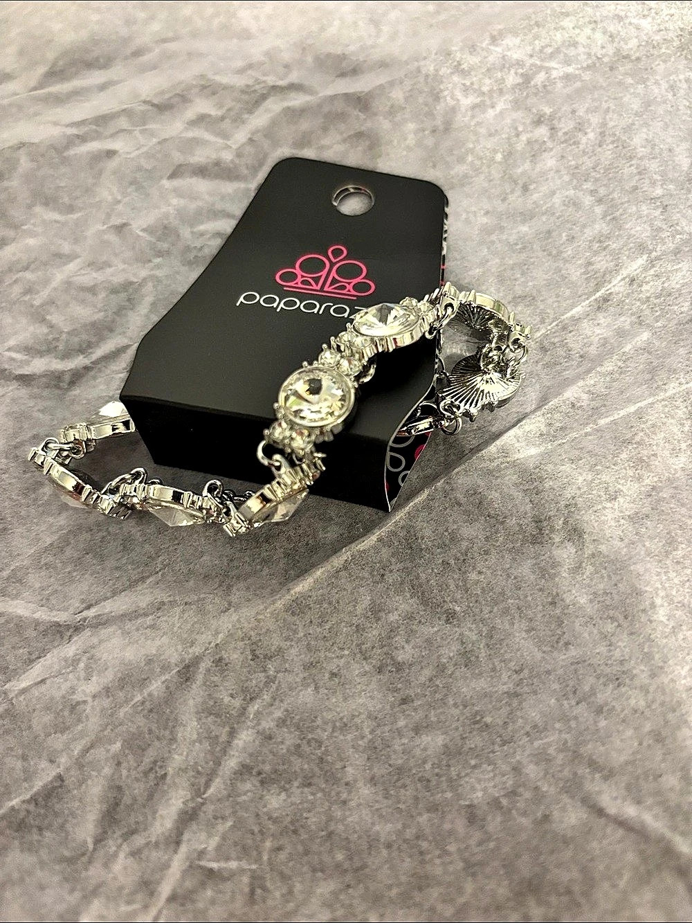 paparazzi Silver Rhinestone Link Bracelet Like New